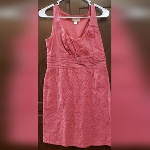 Ann Taylor Loft Coral Pink Crochet Lace Overlay Sheath Dress Size 4, Worn Once‎